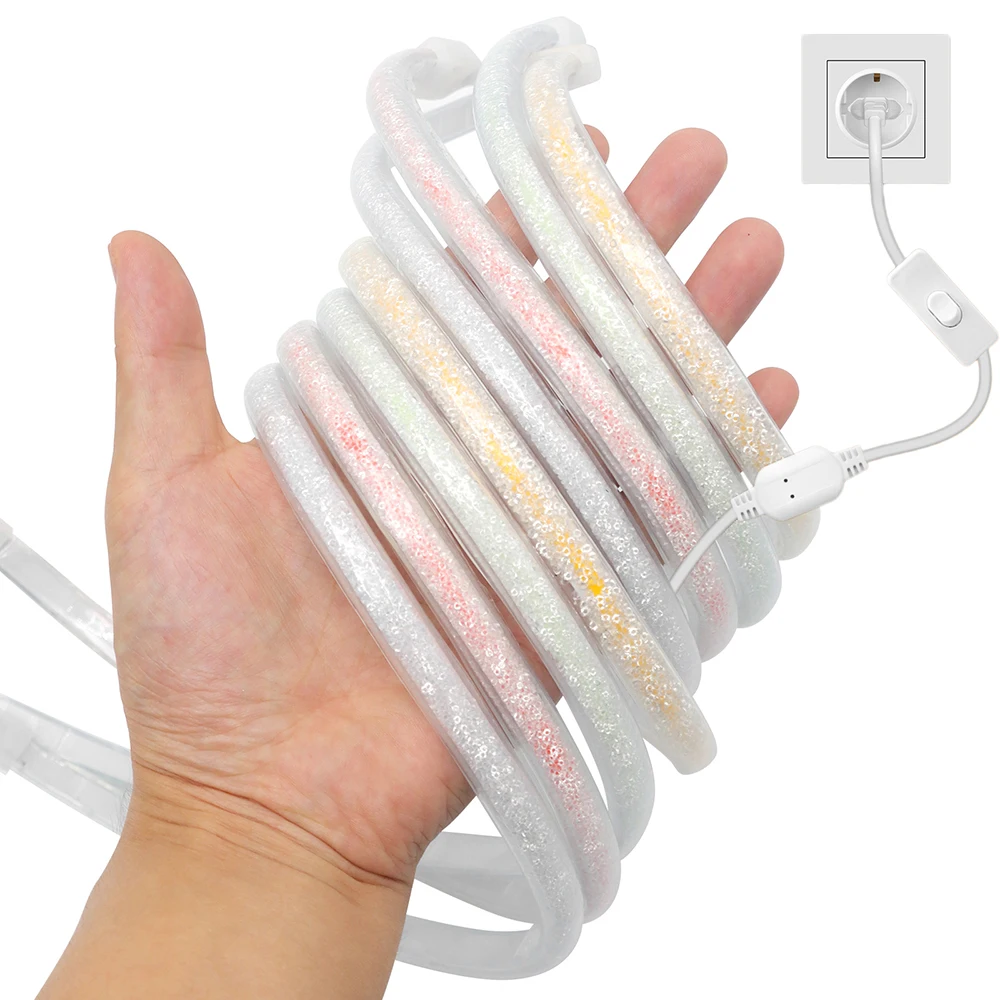 220V 1m 2m 5m 10m Crystal COB Neon Strip Rope Light Switch Powrr Kit 288LEDs/m Banquet Stage Arch Decor Ultra Bright 15M 0.5M