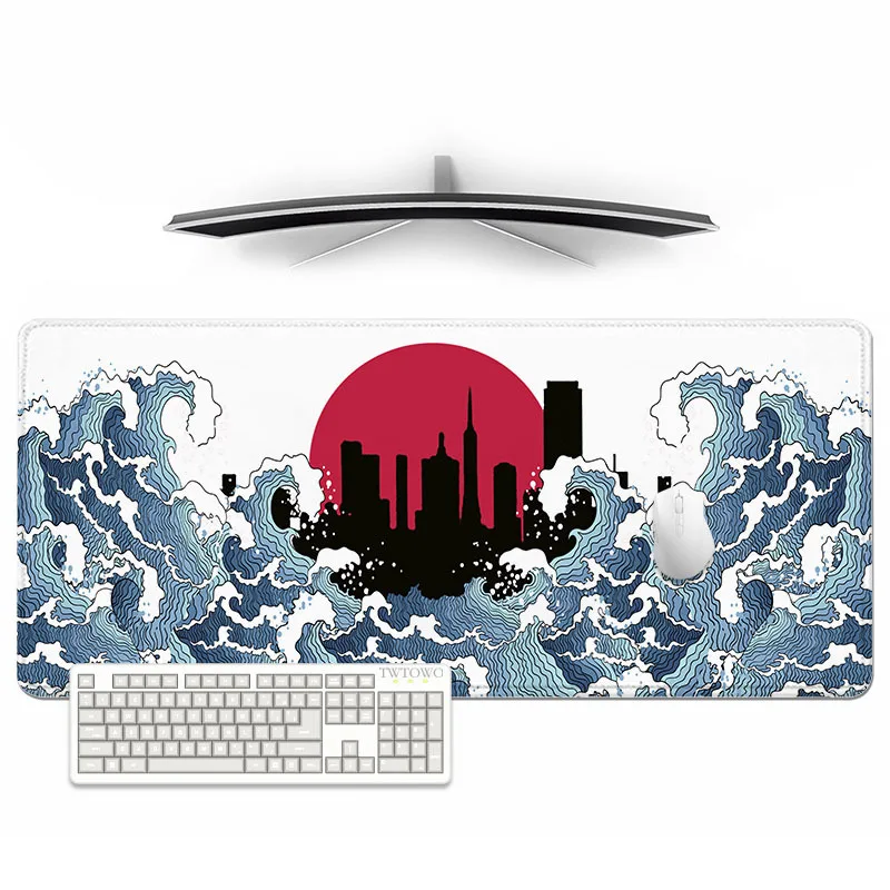 

Japanese City Great Waves Mouse Pad Gamer XL HD Computer New Mousepad XXL MousePads Carpet Natural Rubber Desktop Mouse Pad