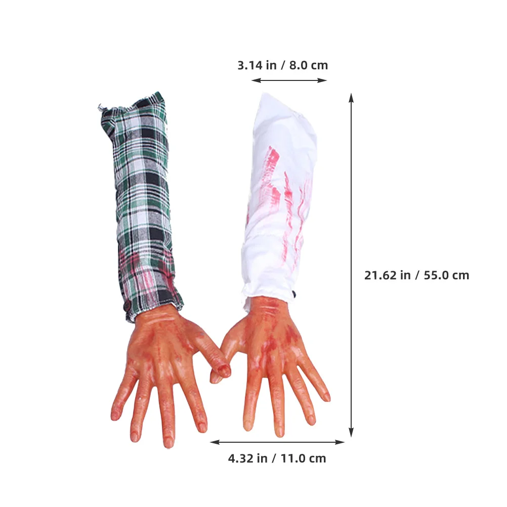 2Pcs Fake Hand Props Realistic Scary Halloween Supplies for Haunted House Party Decorations Trick Prank Accessories