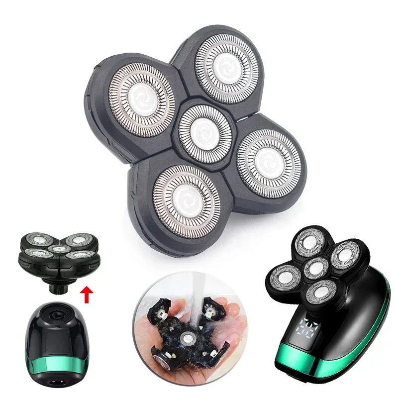 교체 면도기 헤드 전기 면도기 5D 독립적으로 5 커터 플로팅 헤드 방수 스테인레스 스틸 면도날