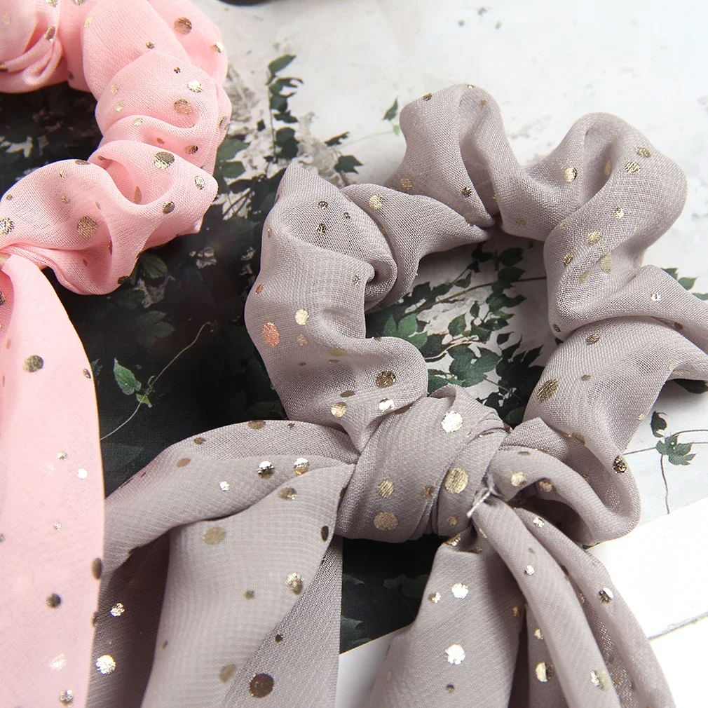 Pferdeschwanz-Haarschal, Haargummis, Haar-Accessoires, einfache Haargummis mit langem Band, Chiffon-Blumendruck, süße elastische Haarbänder – Detail 3