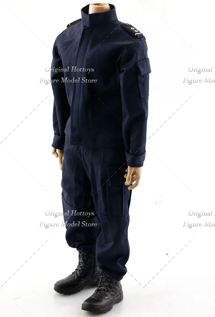 In Stock 1/6 Scale Male Soldier CHN SWAT Deep Blue Uniform With Shoulder Badge Combat Suit Fit 12-inch Action Figure Model