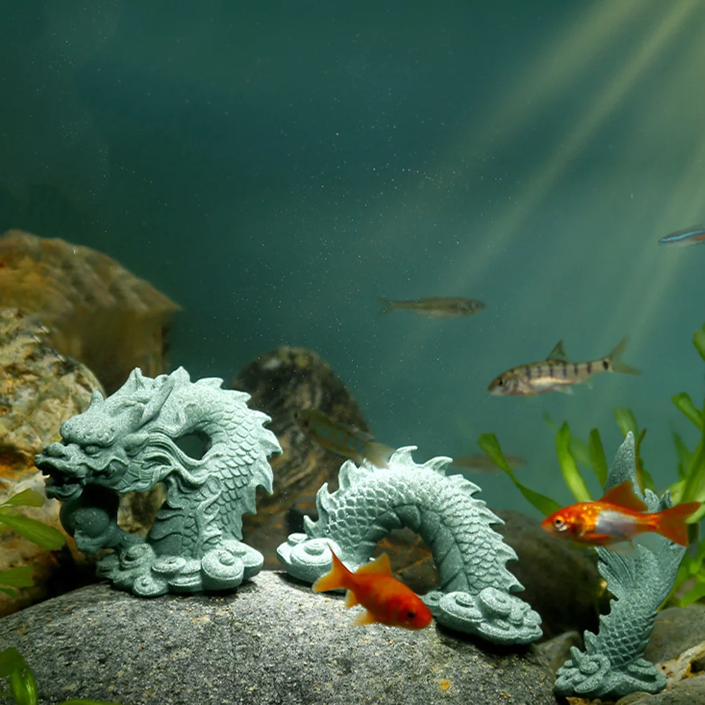 

Animals Desk Dragon Ornament Bonsai Statue Simulation Decor Micro Landscape Decorations Grey Miniature