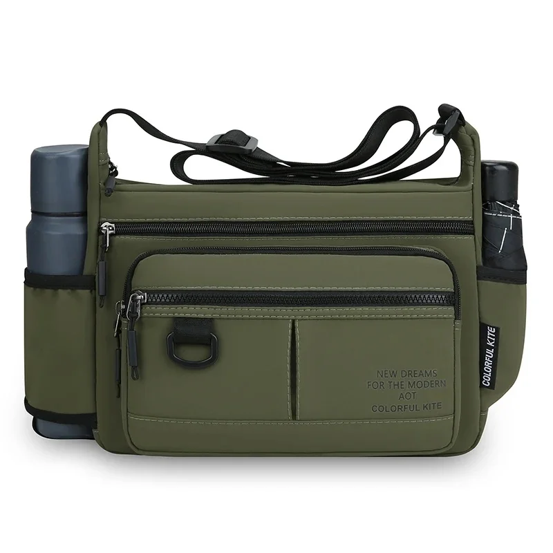 new Men's Casual Travel Shoulder Bag Large Capacity Oxford Cloth Crossbody Bag with Tea cup bag Adjustable shoulder straps 01