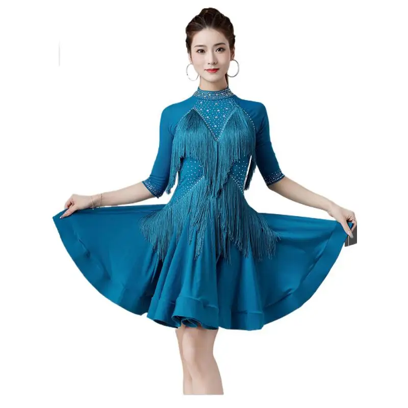 Latin Dance Dress Women's New National Standard Dance Cha-cha Professional Competition Dress 7033