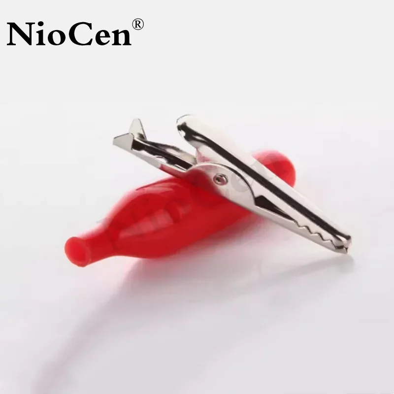 (20pcs)Crocodile type Clip 28MM Black Red Blue Black Yellow Soft Plastic Coated Testing Probe Mini Alligator Test Clips - Detail 1