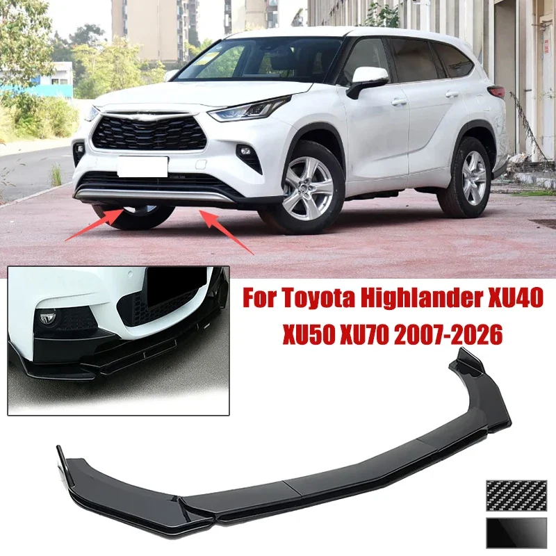 5pcs Front Bumper Shovel For Toyota Highlander XU40 XU50 XU70 Spoiler Front Bumper Deflector Anti Scratch Protection Device