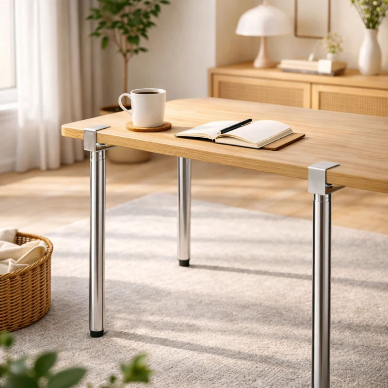 Stainless Steel No-Drill F-Clamp Telescopic Table Legs Coffee Bar Desk Bracket Adjustable Height Thickened Stable Support Stand