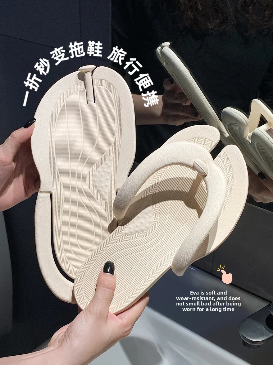 

Portable Folding Swimming Slippers Men's Traveling Beach Shoes Anti-Slip Disposable Flip Flops for Men And Women