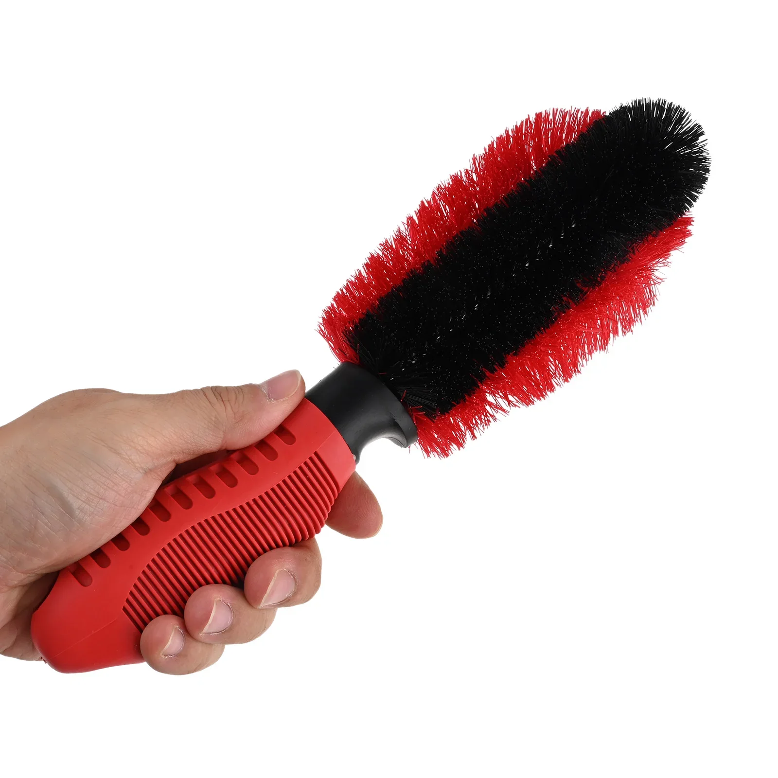 Car Tire Motorcycle Wheel Brush Portable T-type Gap Cleaning Crevice Auto Maintenance Red&black 2-strands Bristles Bumpers Rims