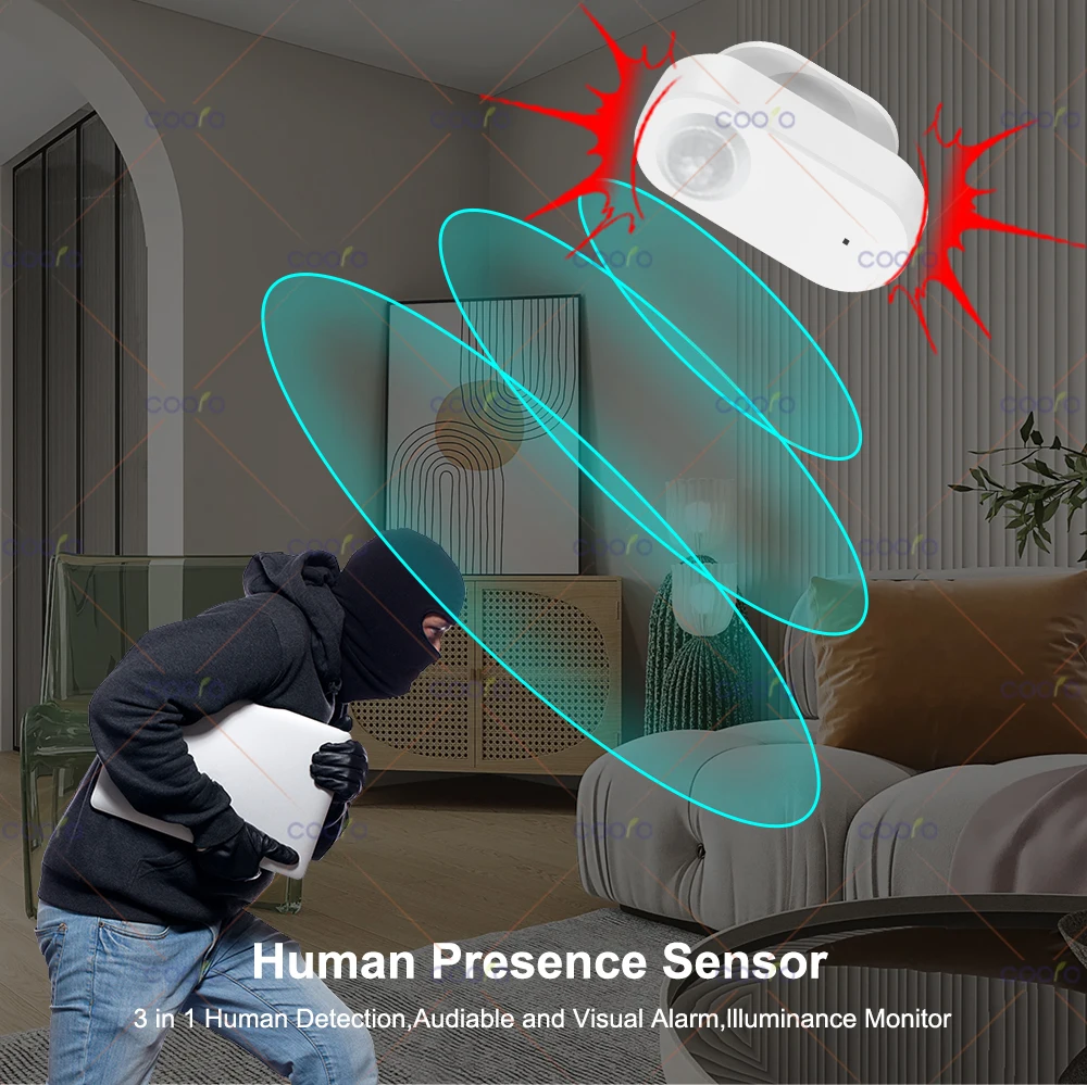 ZigBee 3IN1 Human Presence Sensor 24G Millimeter Wave Radar PIR Detection Luminosity Distance Detector For Smart Home