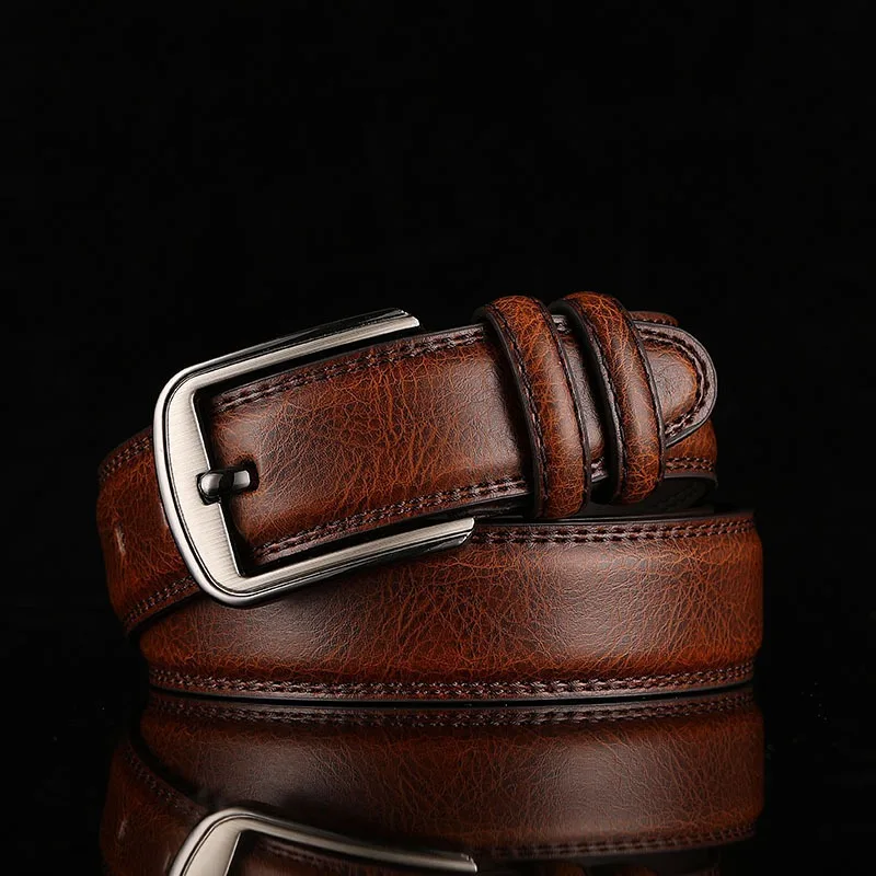 

Belt Men's Belt Men's Belt Boys' Real Cowhide Pin Buckle Belt Brown Middle-aged Youth Casual Men's Belt