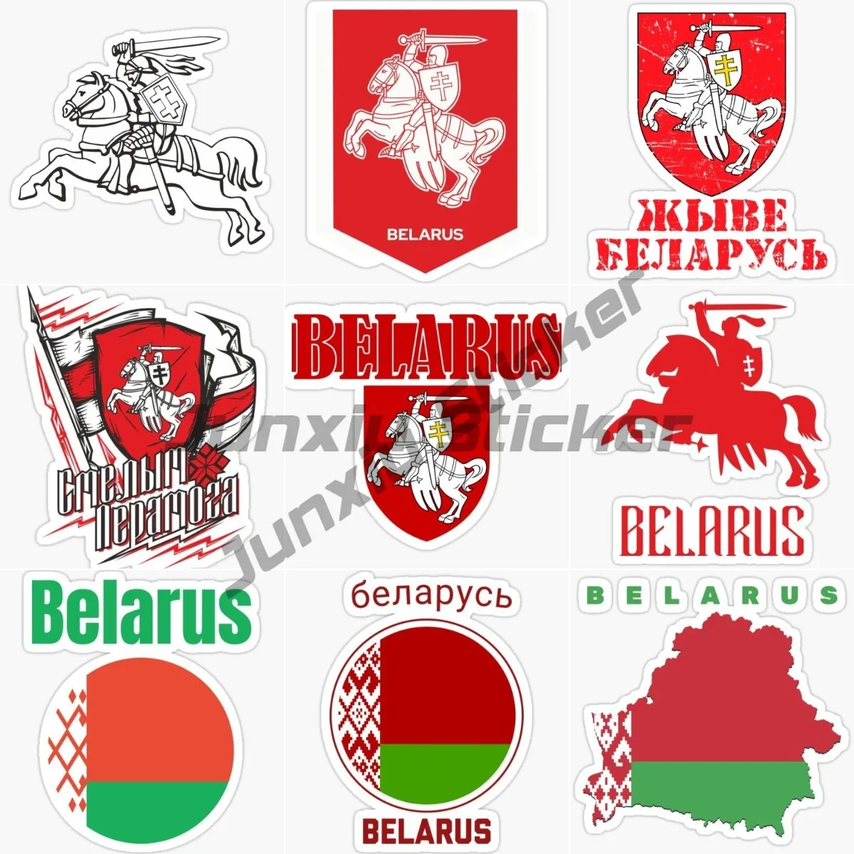 BY Belarus Decal Country Flag Knight Belorussian Coat of Arms Shield Crest Car Sticker Motorcycle Personality PVC Decal Car