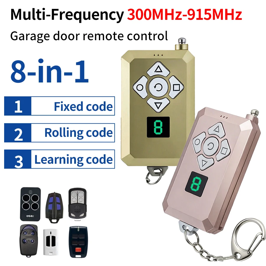 8-Channel Remote Control Garage Door Gate Acess Duplicator Clone Copy Multi-frequency 300-915Mhz Fixed Rolling Code Rechargeable