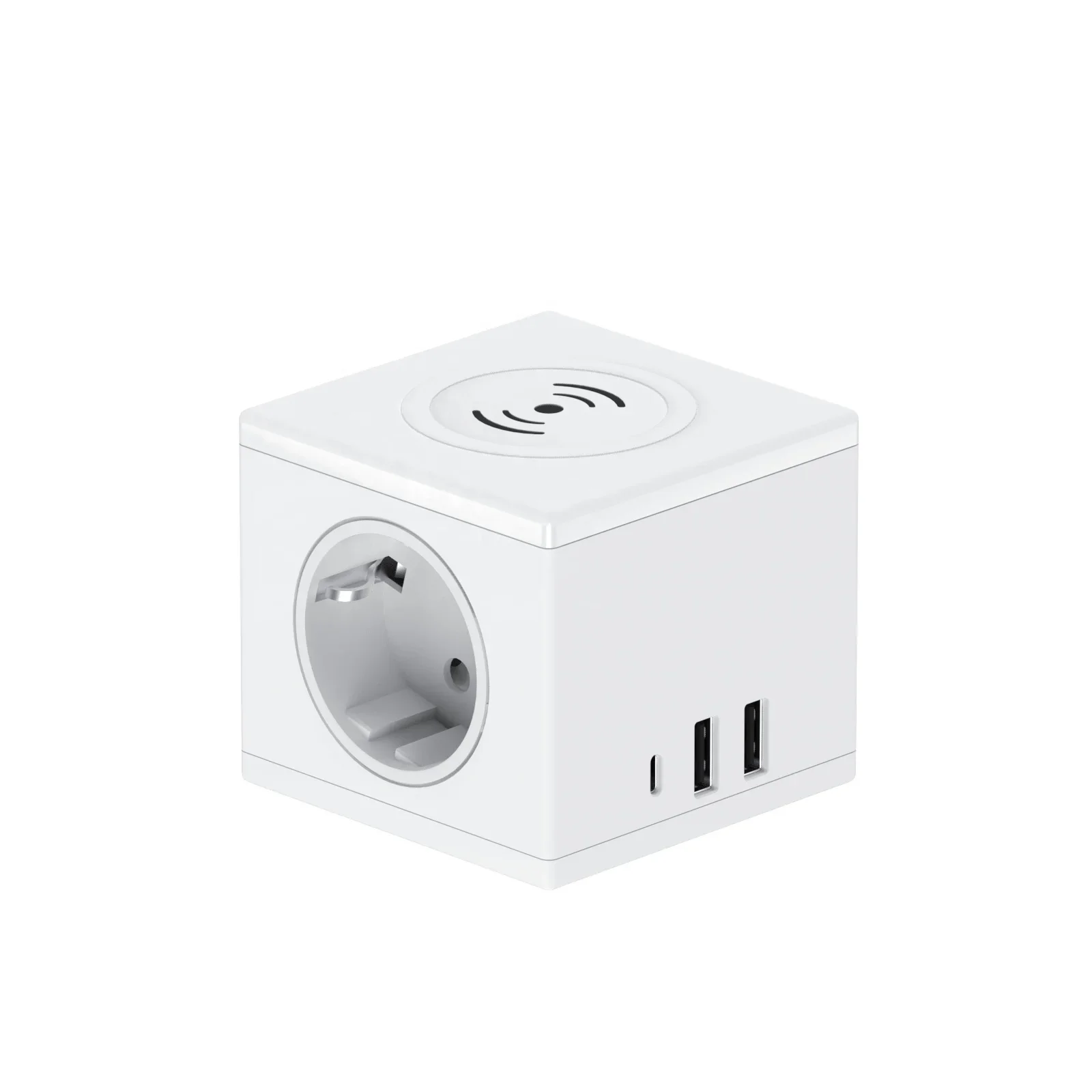 PD 20W 스마트 고속 충전기 2개의 EU 전원 콘센트 10W 무선 충전 큐브 다기능 전원 소켓 USB 포함