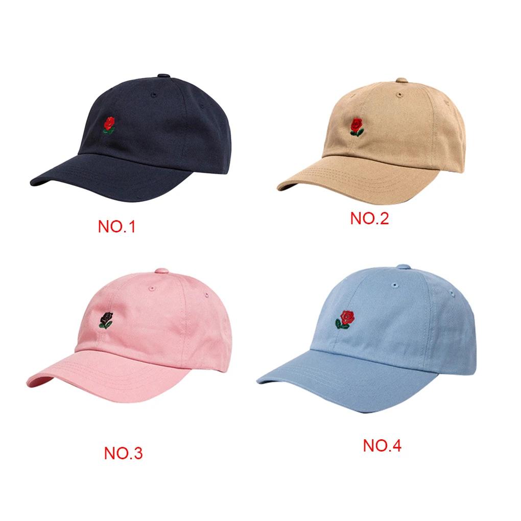 Men Women Floral Rose Embroidered Dad Hat Baseball Cap Canvas Adjustable Peaked Cotton Headwear