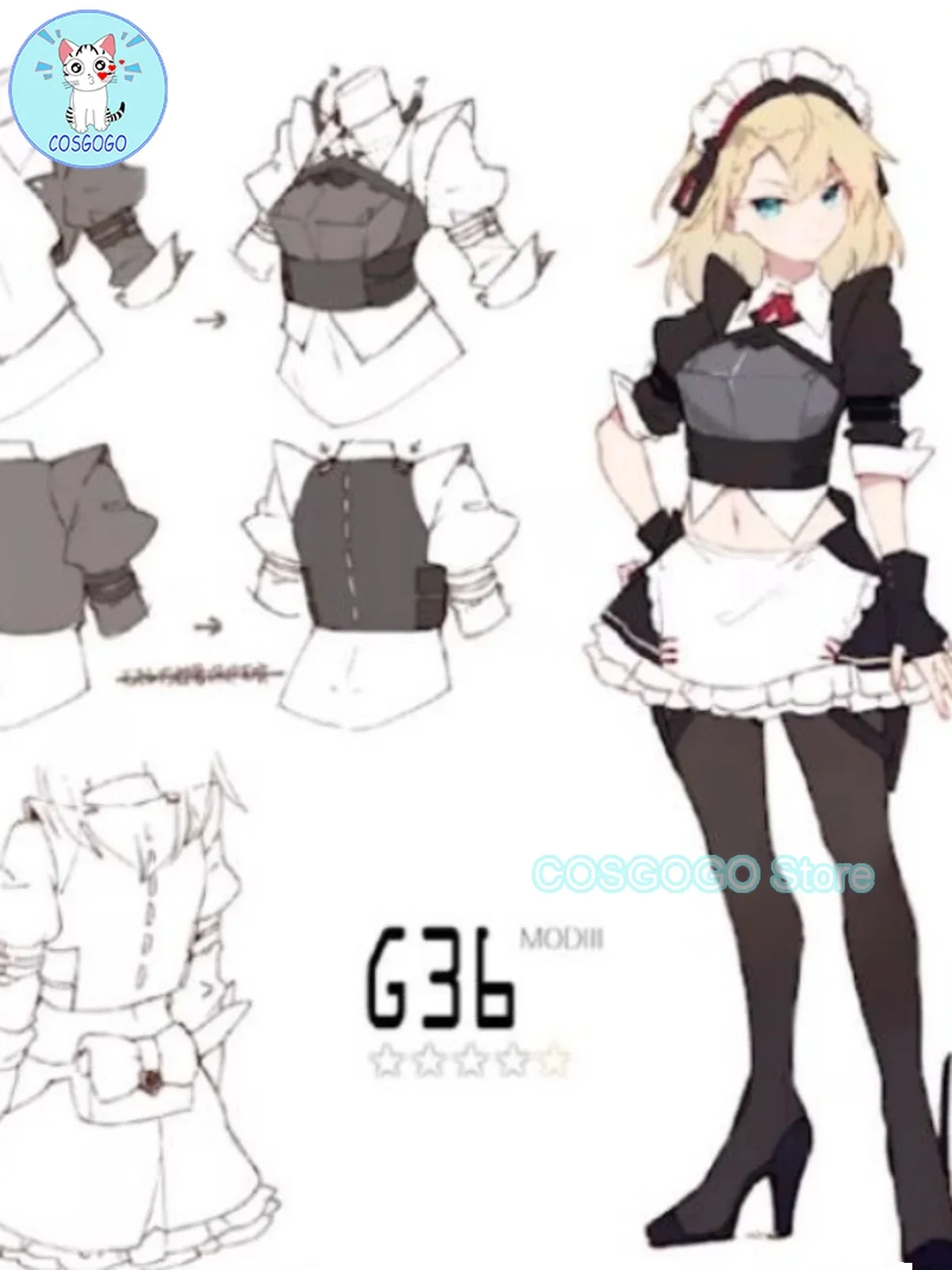 COSGOGO [Customized] Girls' Frontline G36 Cosplay Costume Halloween Game Suit Women Men Maid Sexy Dress