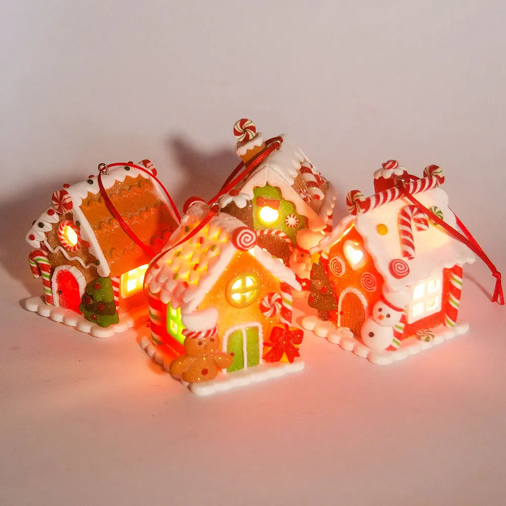 Christmas Tree Decoration Gingerbread Small House Pendant Home Holiday Acrylic DIY Pendant Xmas 2024 New Year Ornament Navidad