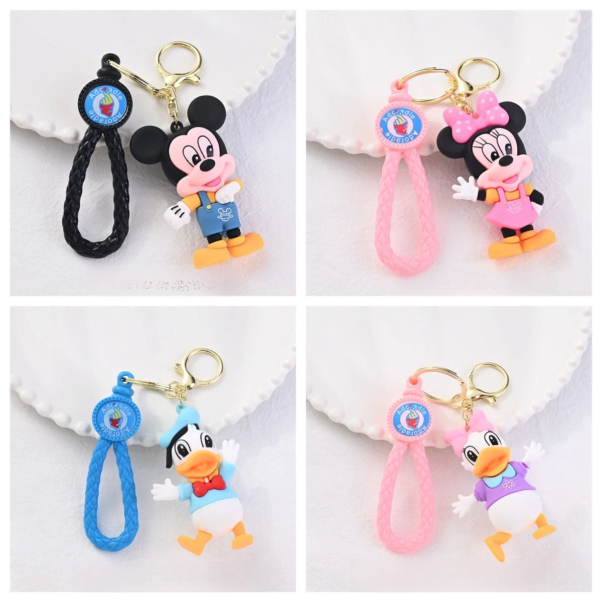 MINISO Disney Cartoon Keychain Mickey Minnie Donald Duck Goofy Silicone Pendant Key Holder Cute Jewelry Decoration Accessories