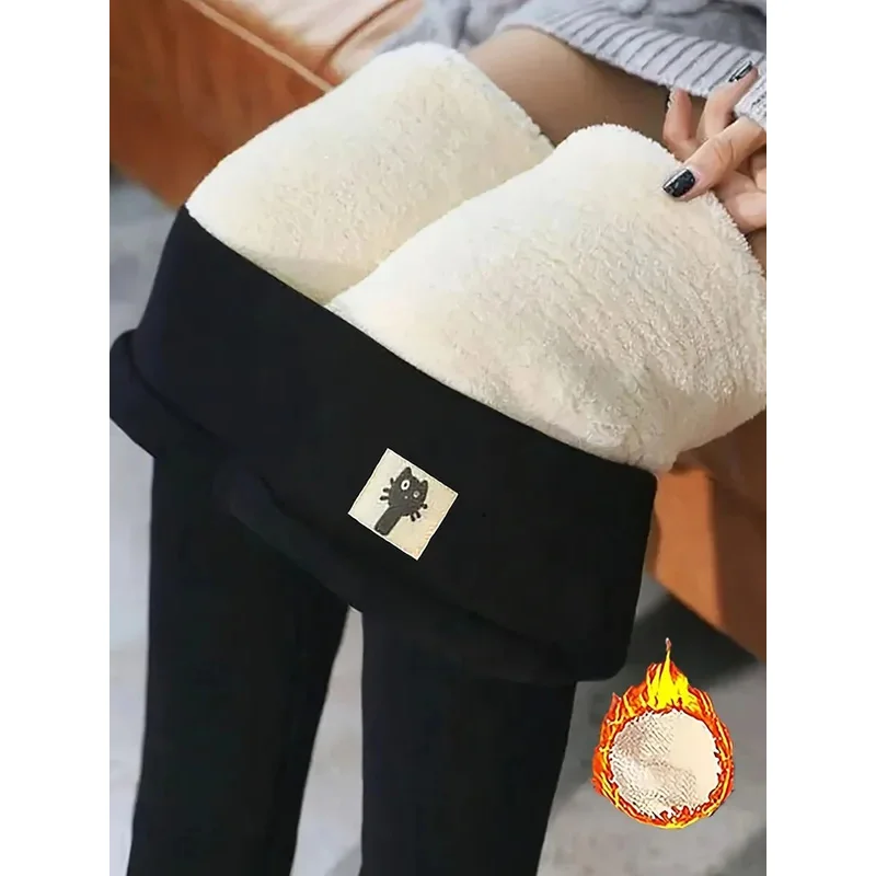 

Winter Thicken Warm Leggings Women Lamb Cashmere Joggers High Waist Fleece Elastic Tights Warm Tights Pants Slim Velvet Legging