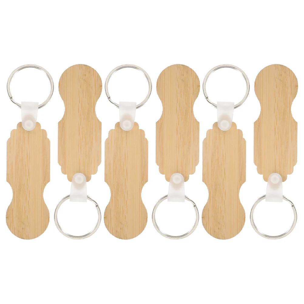 

6pcs Shopping Cart Tokens Bamboo Keychains Durable Coin Holder for Daily Replacement Trolley Tokens Keyring Shopping
