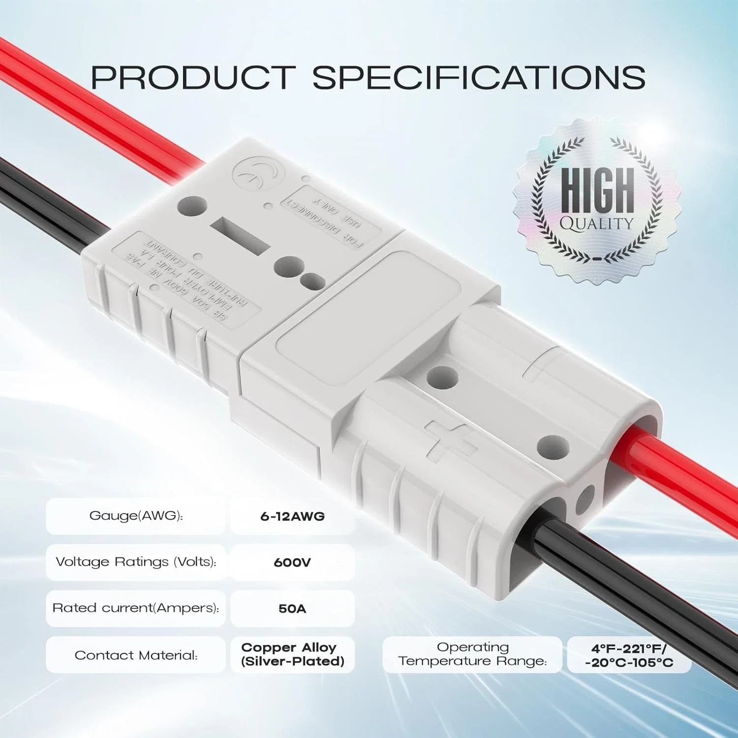 Conectores de enchufe estilo Anderson de 50A, 5/10 Uds., para herramientas eléctricas, cargador de batería, coche, RV, Panel Solar, accesorios electrónicos de alimentación