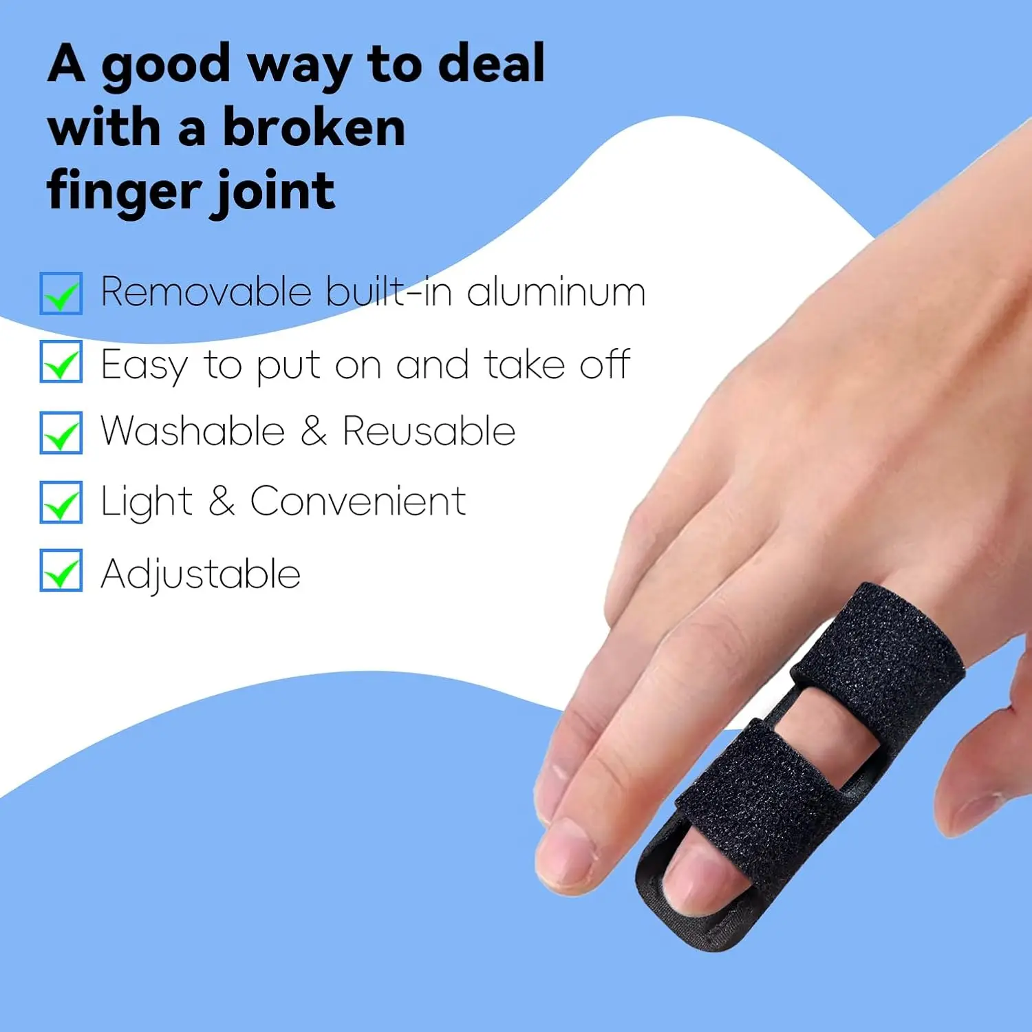 Adjustable Steel Plate Finger Corrector Splint Pain Relief Brace Support Hand Fix Strap Protector Breathable for Hand Recovery - view 5