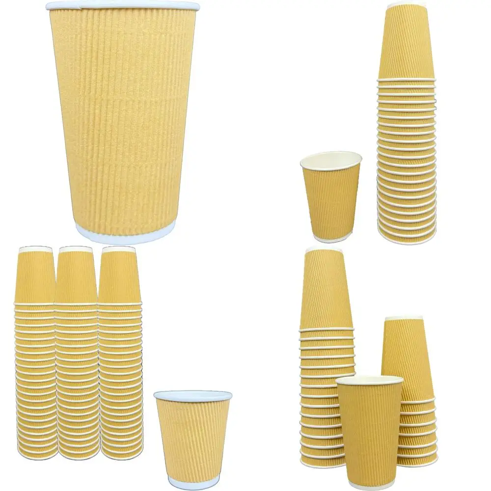 

Disposable Corrugated Ripple Wall Paper Cups - 500 Pack Insulated To-Go Cups for Hot and Cold Beverages, Ideal for Office and Ho