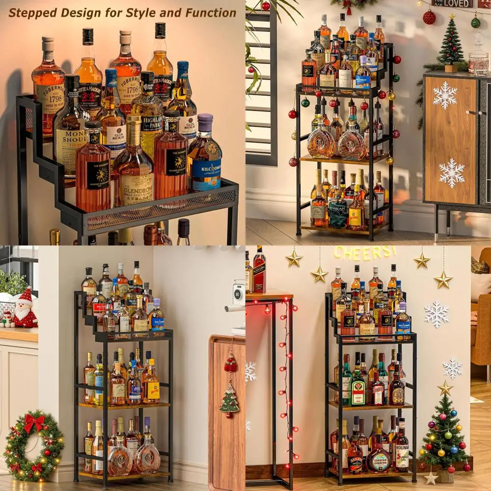 

Стильный домашний барный шкаф с многоуровневой винной полкой для сиропов и виски, вместительное хранилище для алкогольных бутылок, для гостиной, для демонстрации напитков.