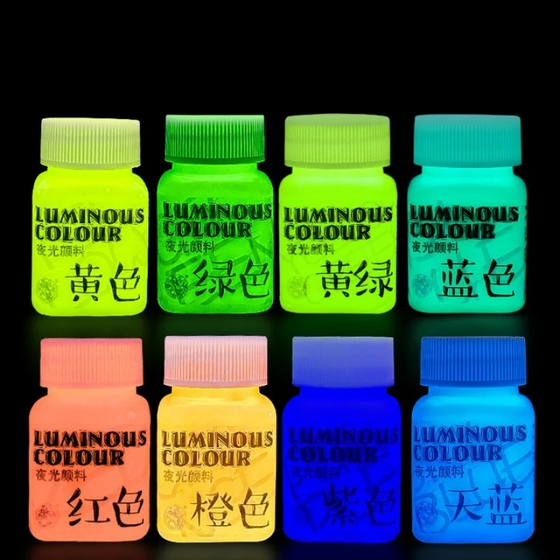 

6/8/10 Colors Luminous Acrylic Paints Sets Glow In The Dark Waterproof Fluorescent Pigments DIY Art Painting Brightness liquid