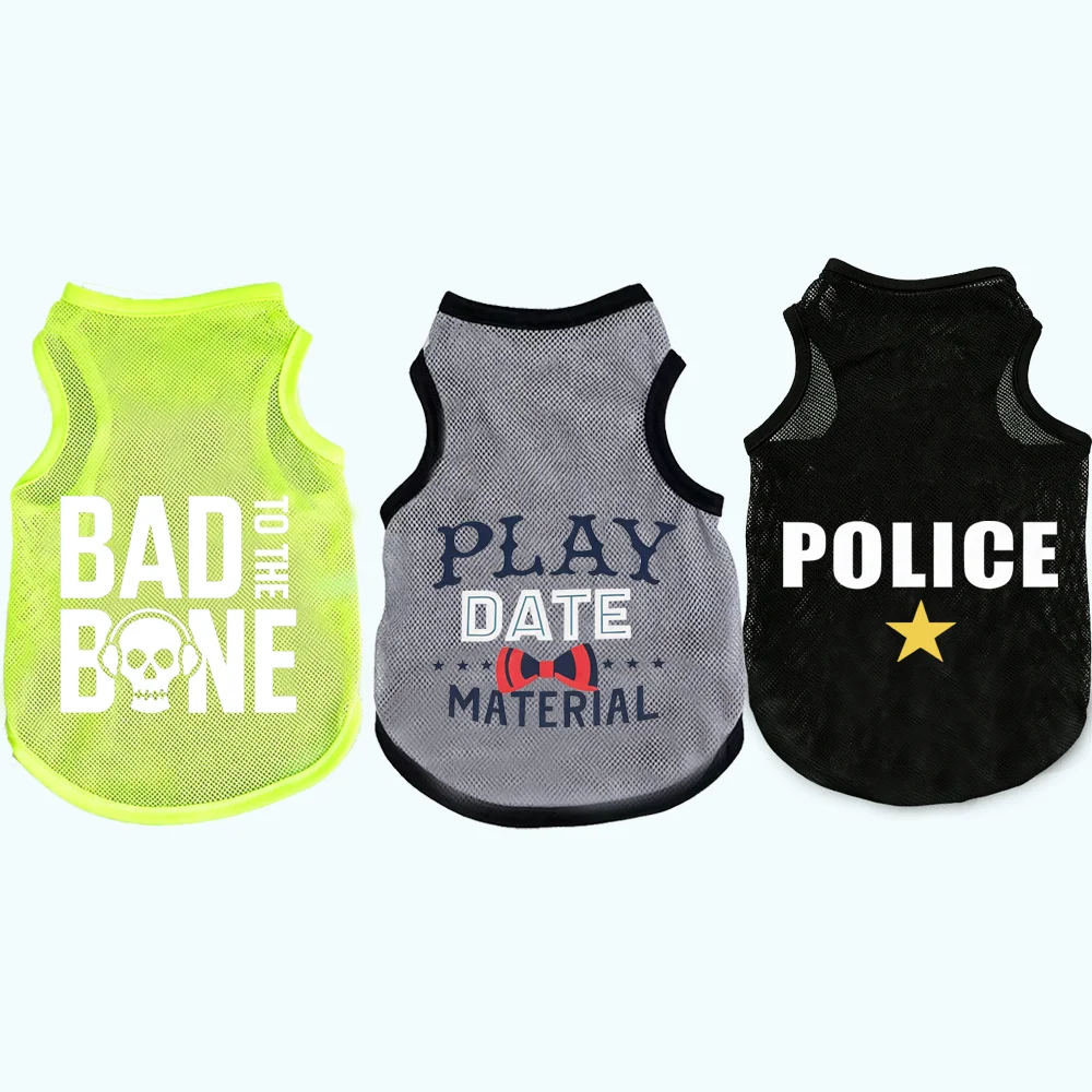 1Pc Summer Breathable Mesh Pet Vest Cute Expression Print Sleeveless Dog Shirt Cool Casual Clothes for Medium Puppy Cat Apparel