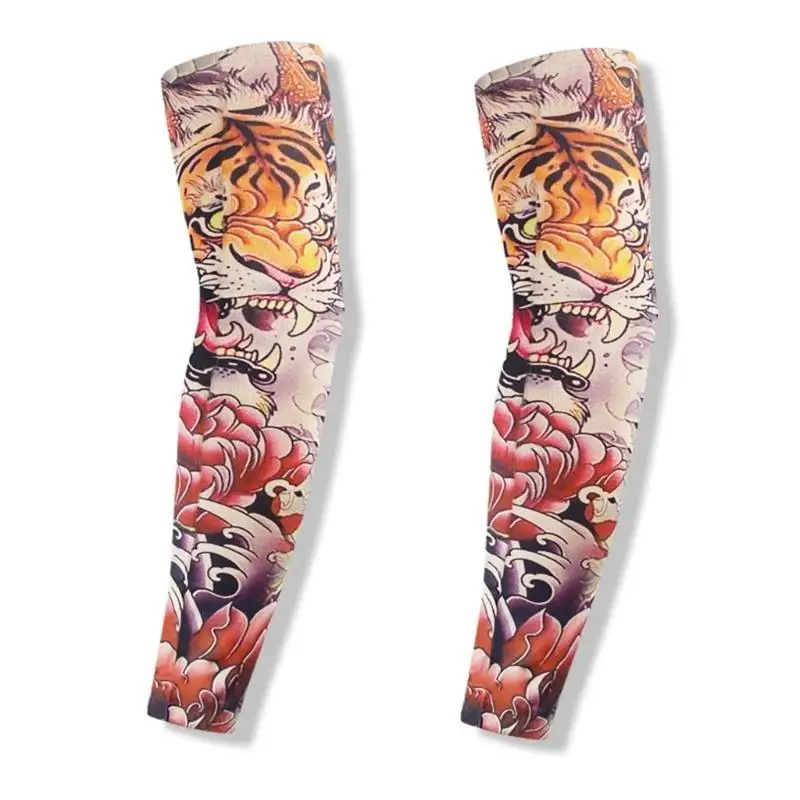 652F Unisex False Pattern Sleeves For Halloween Party And Outdoor Activities Fun Temporary Pattern Arm Stockings