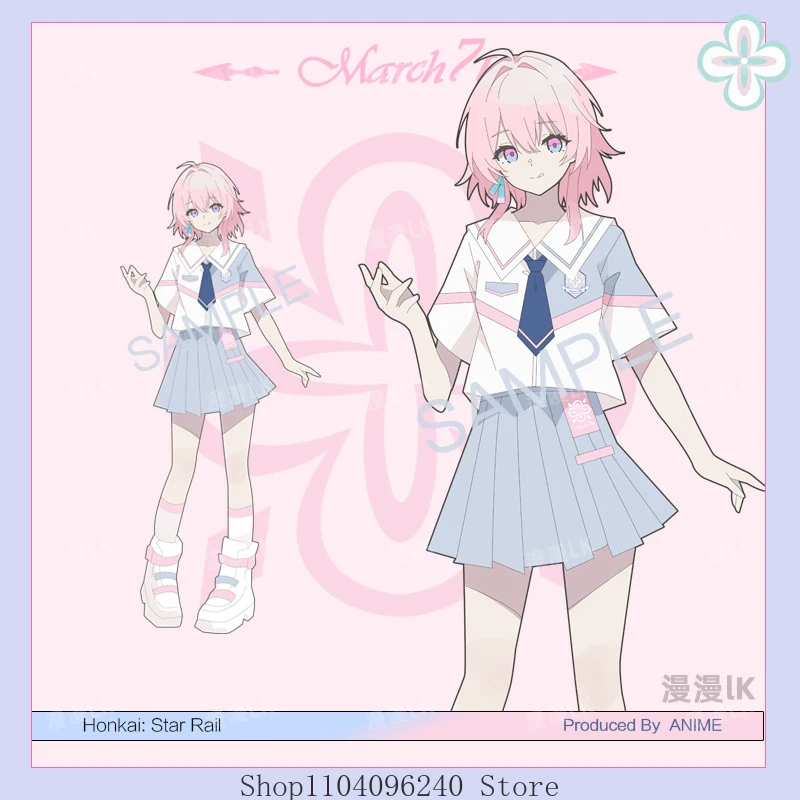 

Honkai: Star Rail March 7th Game Anime Cosplay Pajamas Woman Spring Short sleeve skirt Household Clothes Suit