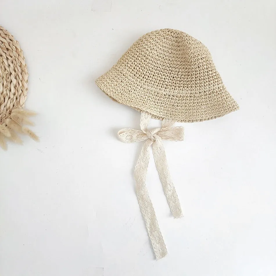 Baby Straw Hats Children Summer Sun Hat Kids Breathable Lace Princess Adjustable Panama Hat Girl Fashion Outdoor Strawhat 1-6T