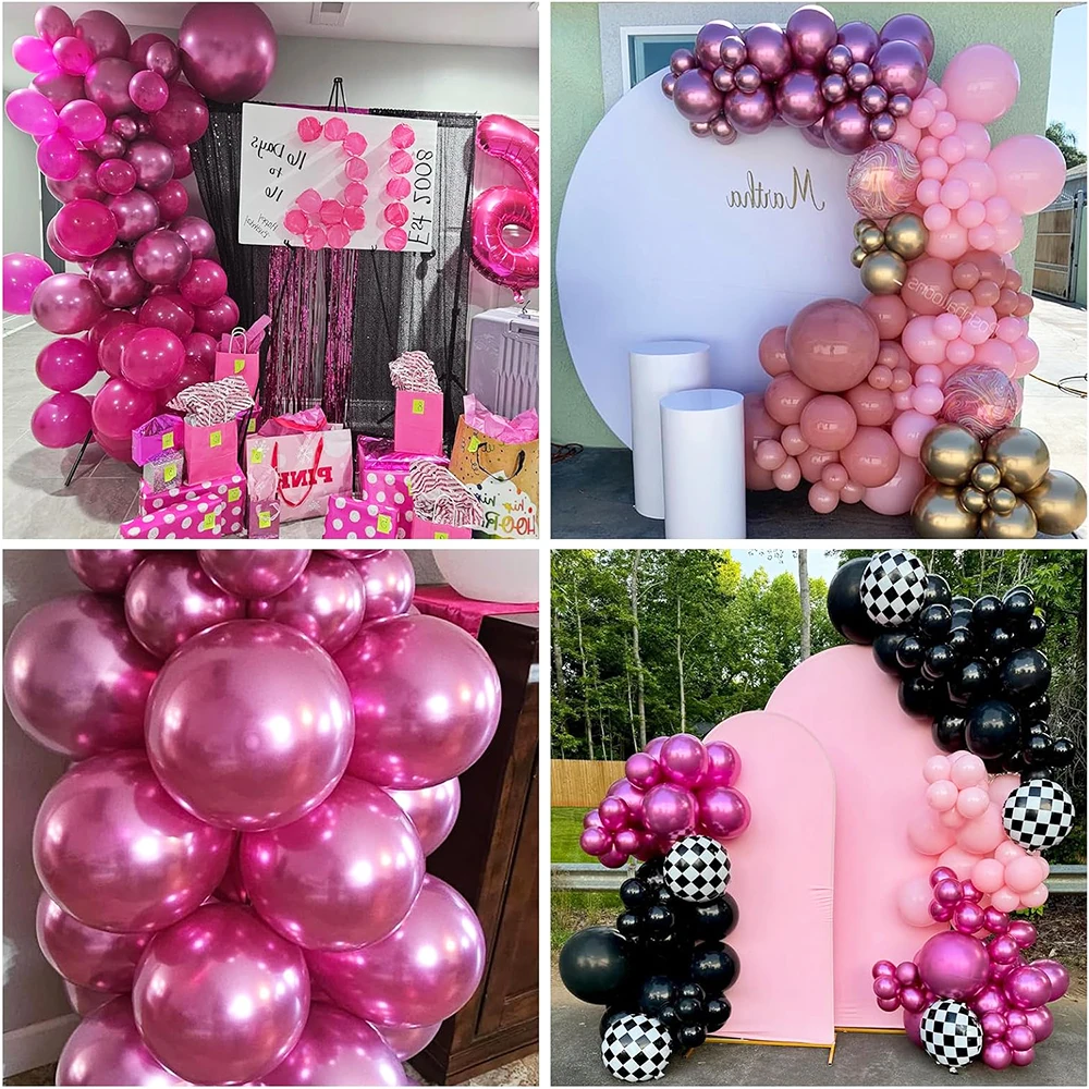 Metallic Hot Pink Balloons Garland Arch Kit 68Pcs Metal Gold Silver Balloon Wedding Girl Birthday Party Baby Shower Decor Globos view 4