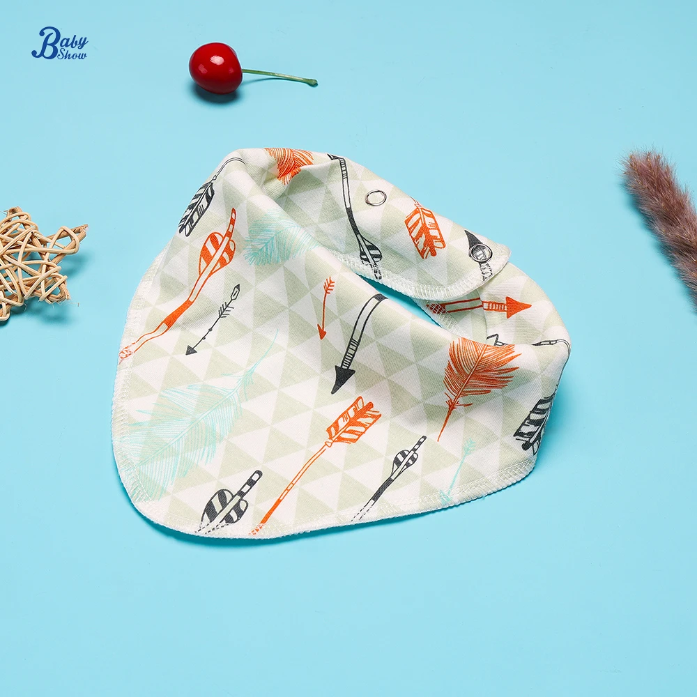 6pcs/Set Baby Bibs Triangle Bamboo Fiber Bibs Cartoon Print Saliva Towel Baby Boys Girls Feeding Apron Bibs