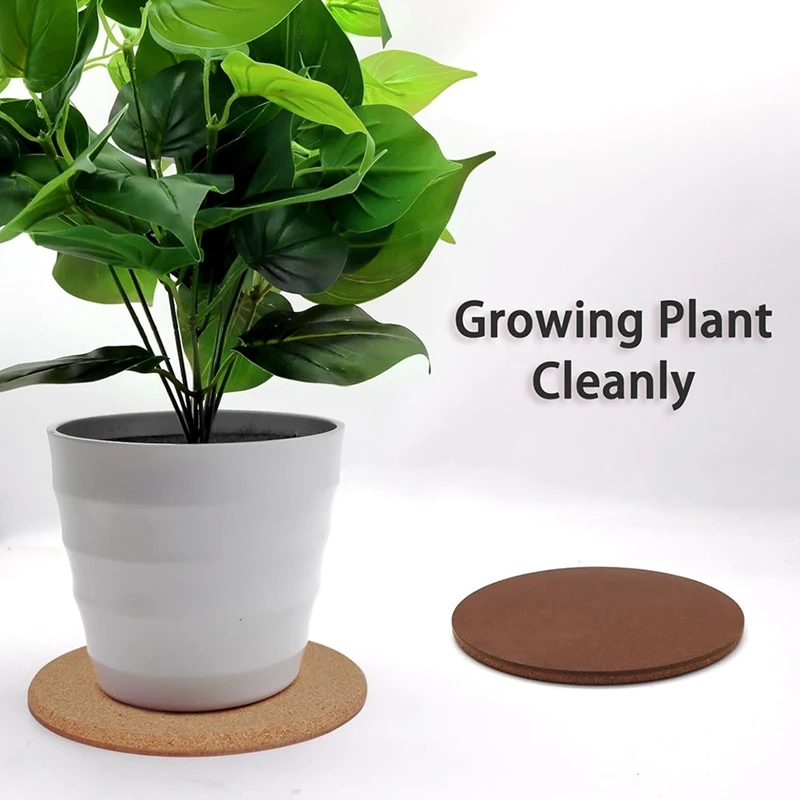 Cork Plant Coasters, 3 Sizes Double Layers Hard Thick Cork Planter Coaster, 4/6/8 Inch Absorbent Cork Plant Mat