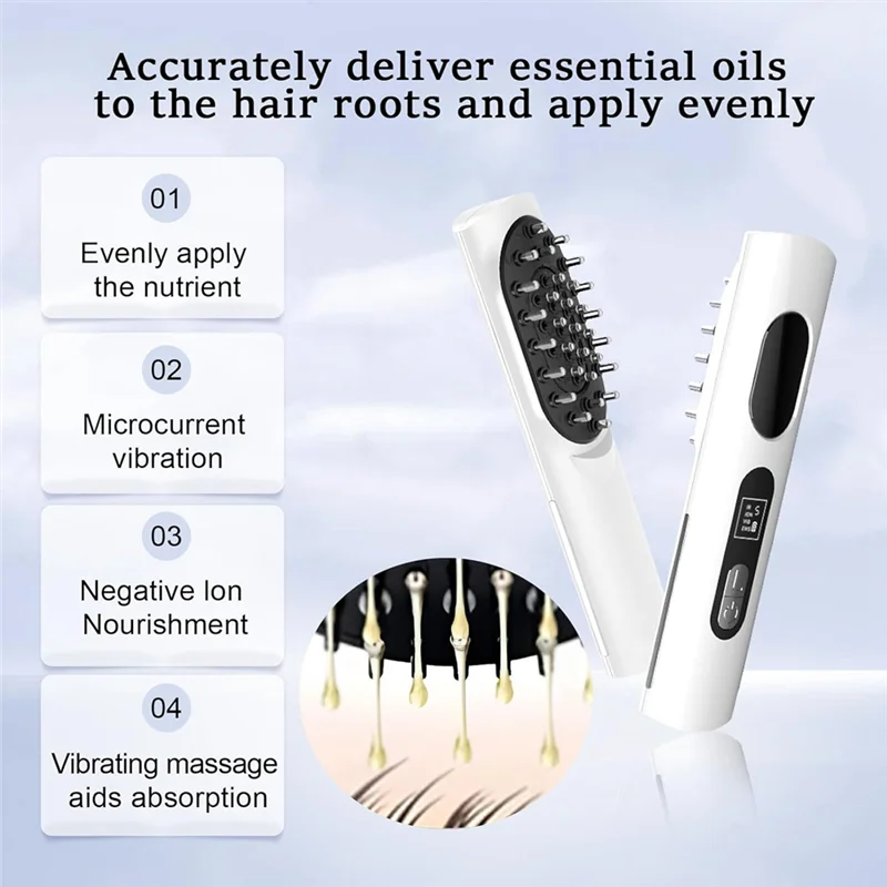 أداة توزيع زيت الشعر الكهربائية من ABBK، مشط تدليك فروة الرأس، توزيع الزيوت العطرية بالتساوي ودقيق على فروة الرأس