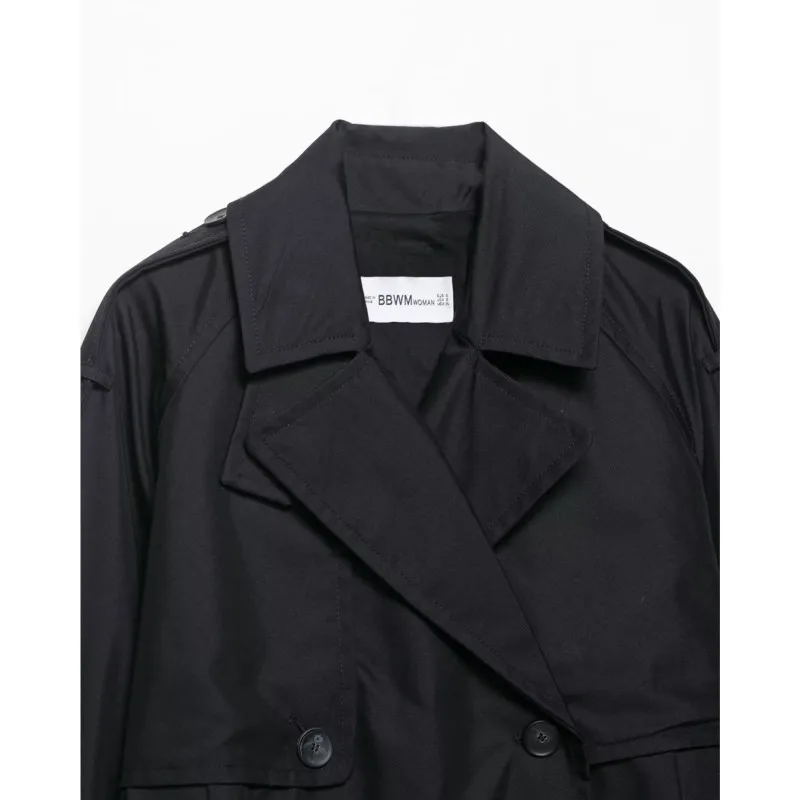 Damska kurtka dwurzędowa NERHEFZ, jesienna, z długim rękawem, krótka, wodoodporna, trencz, damska krótka bluzka.