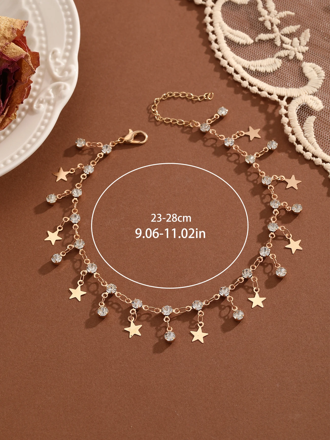 QIAMNI Shining Cubic Zirconia Star Tassel Leg Chain Anklet for Women Gift Fashion Ankle Bracelet Barefoot Sandals Foot Jewelry