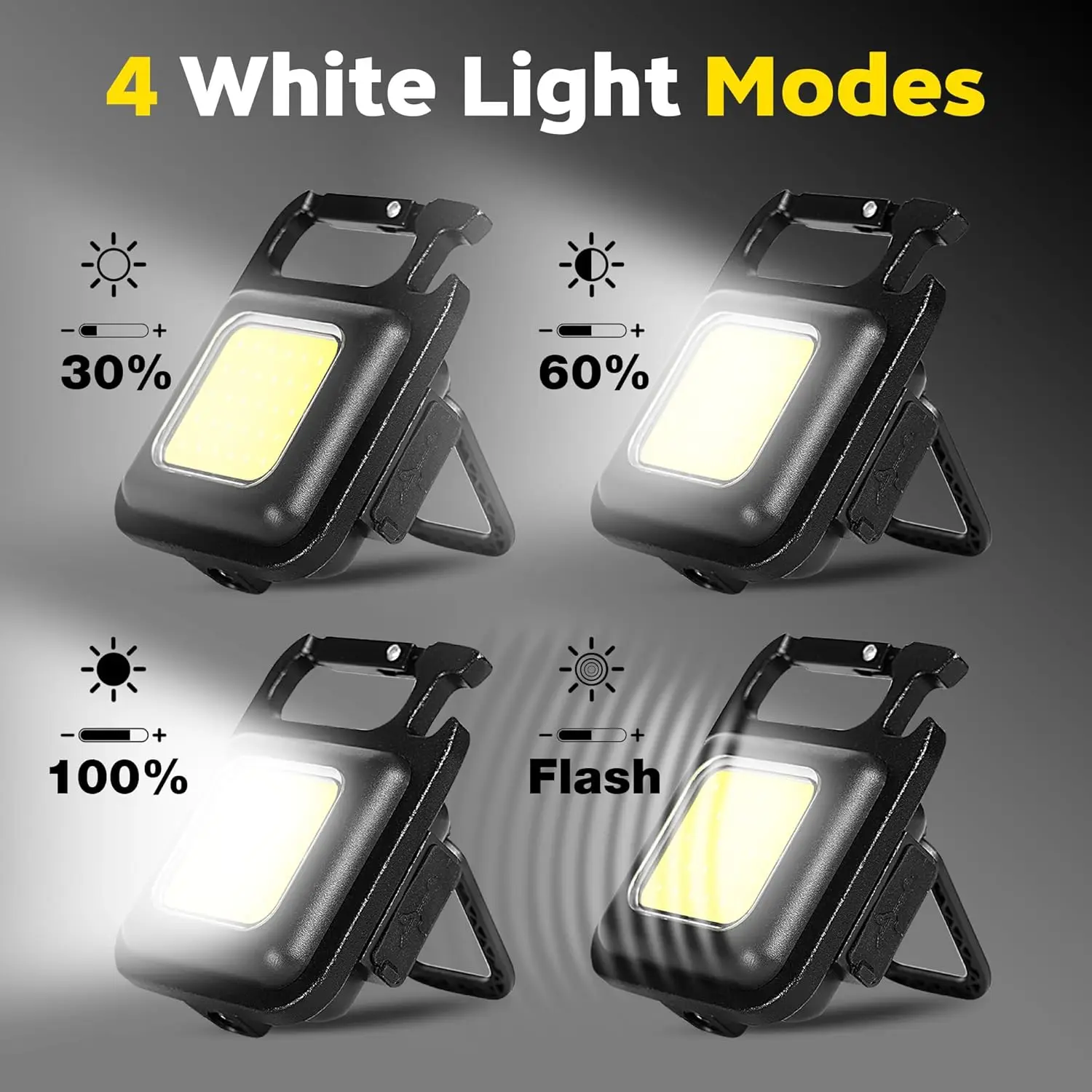 Super Bright Mini COB Keychain Portable light Flashlight Charging Lamp Camping Lights with Magnet 4 Lighting Modes Forwork Light