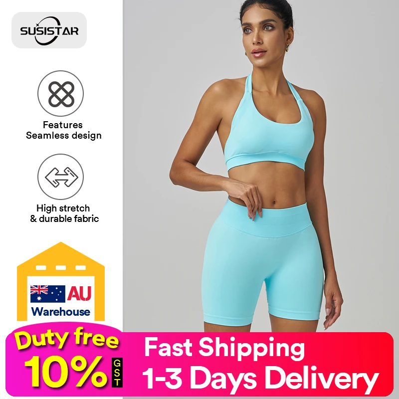 SUSISTAR Ribbed Workout women clothing Outfits for Women 2 Piece Seamless Sport Bra High Waist Yoga Leggings Sets