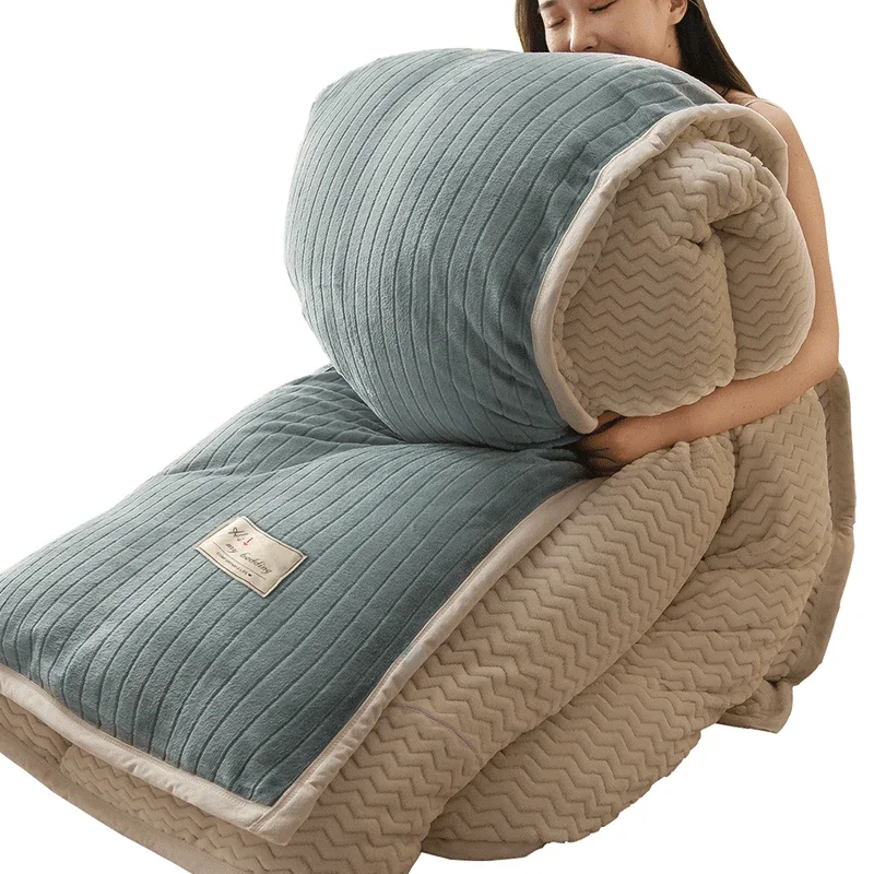 2020 Winter Soft Warm Green Blue Red Blanket Cover Flannel Thick Bedding Cover Quilt Flannel Thickening Warm Duvet Bedding Cover