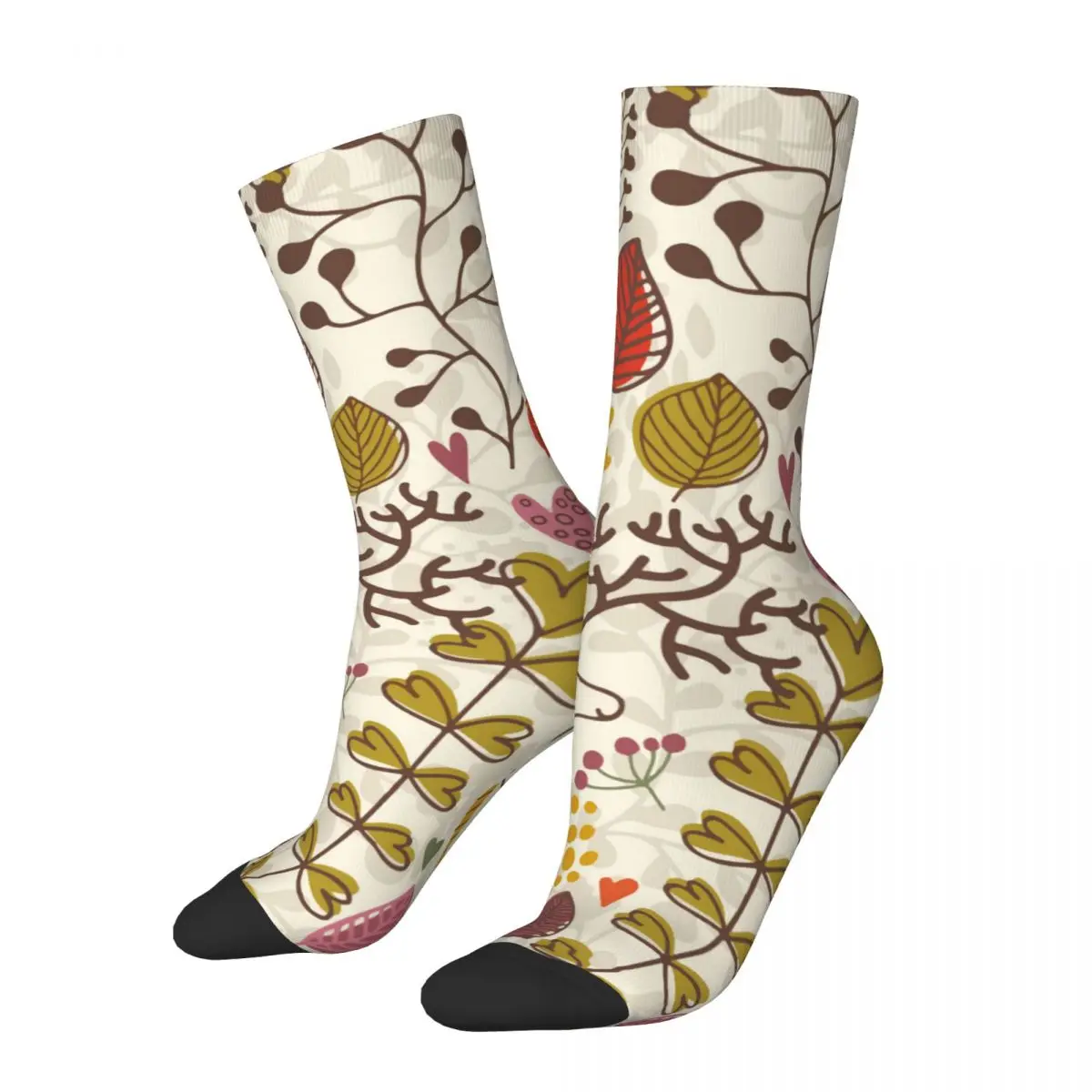 Happy Retro Deer Hare Hearts Crazy Men's Socks Unisex Floral Animals Harajuku Pattern Printed Novelty Crew Sock Boys Gift