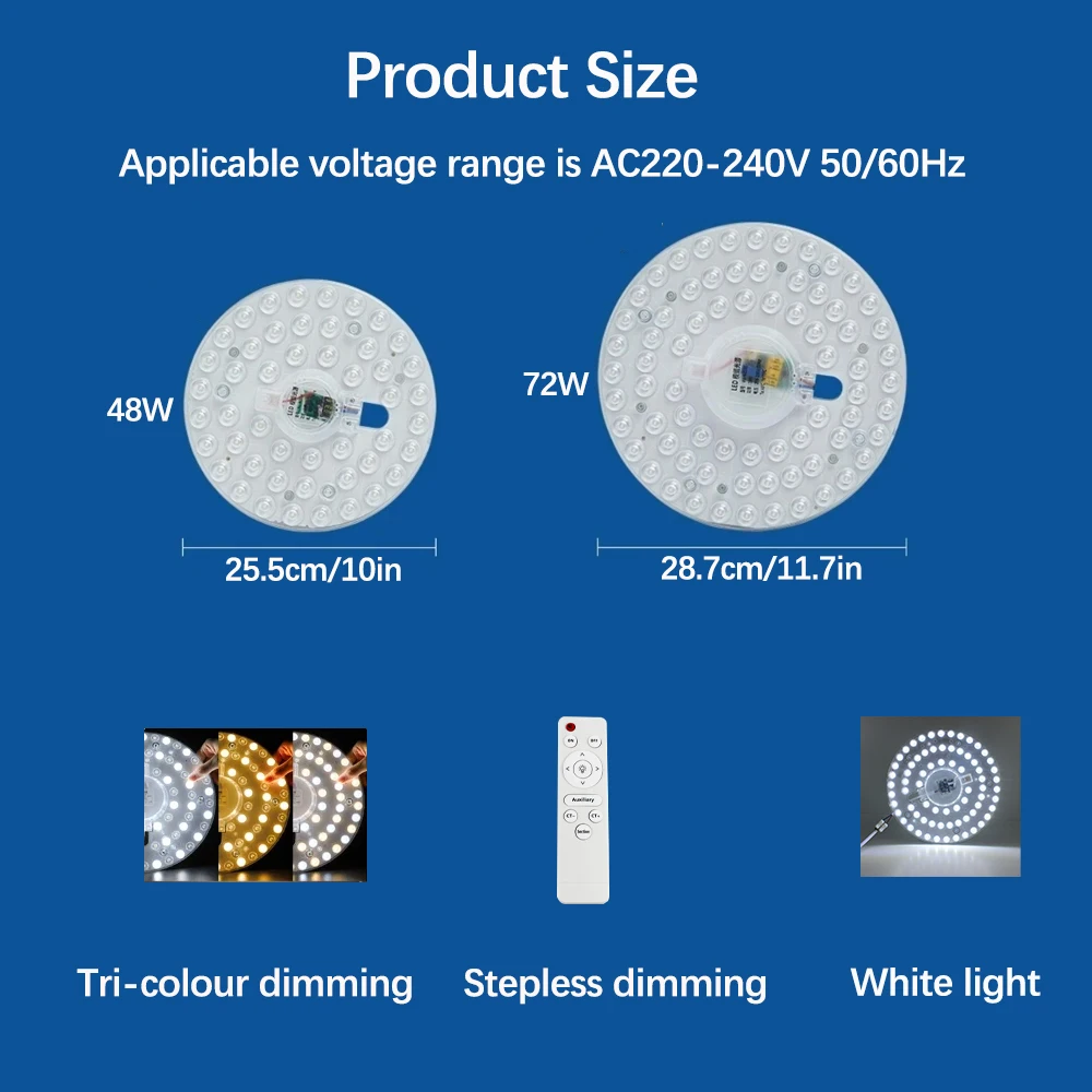 Led Panel Ceiling Light 48W 72W Led Ceiling Lamp Round Modified Light AC220V-240V Stepless Dimmable Led Panel Light