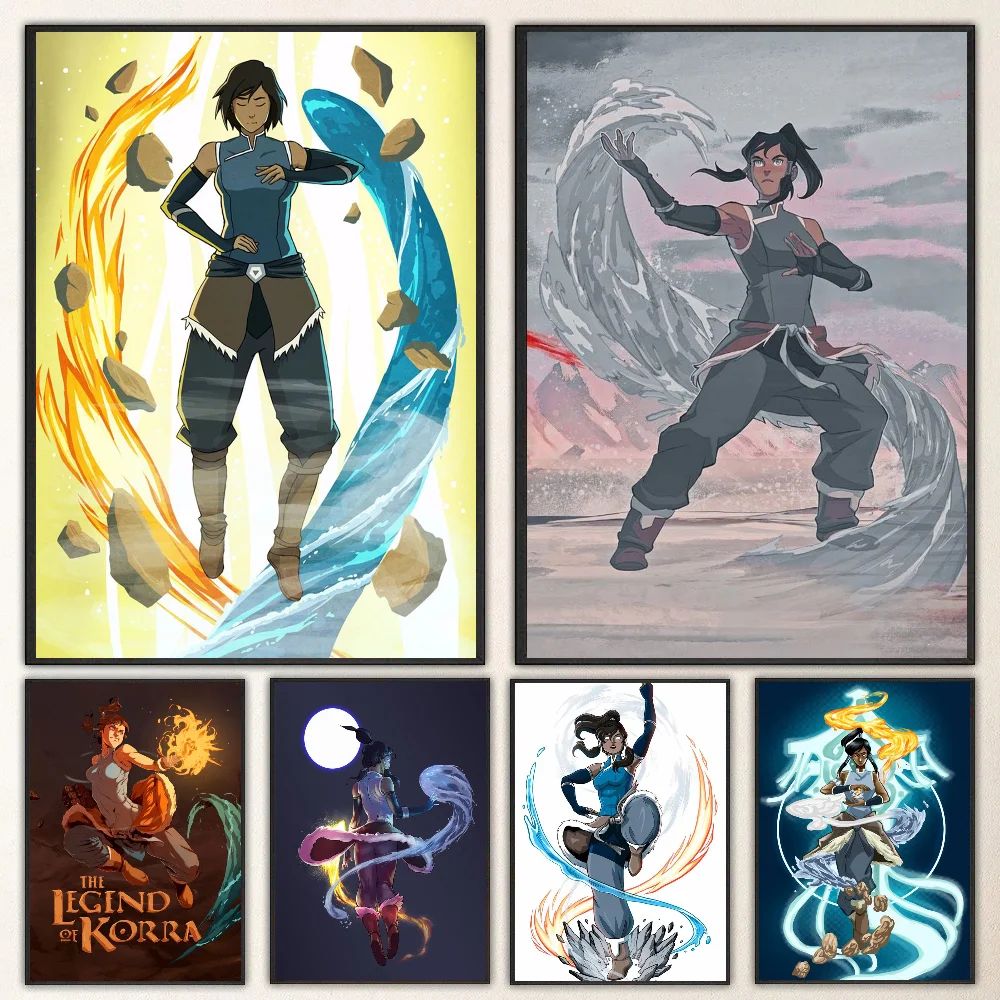 1pc Avatar Legend Korra Poster Self-adhesive Art Waterproof Paper Sticker Coffee House Bar Room Wall Decor