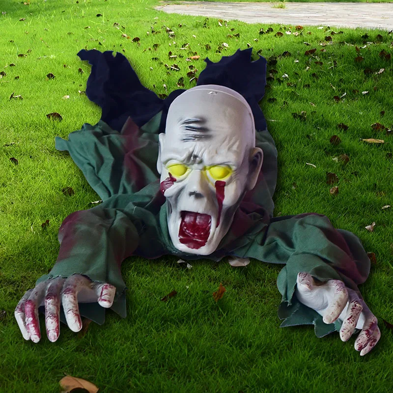 

Tricky Toy Halloween Decoration Bald Head Bloody Face Climbing Ghost Haunted House Secret Room Scene Arrangement Props
