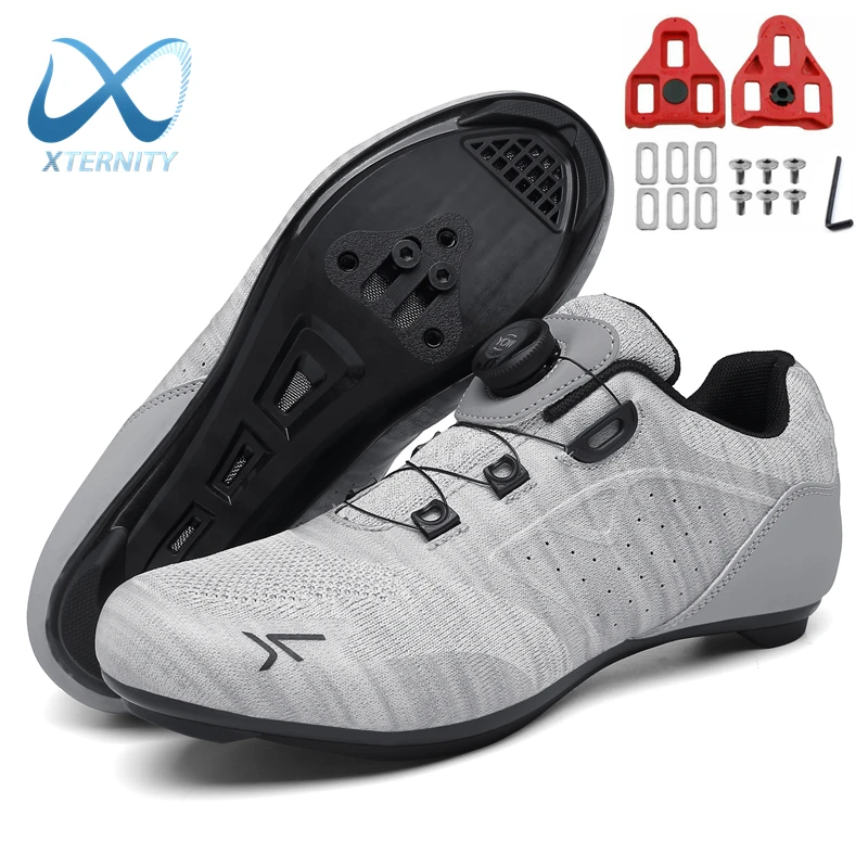 Zapatillas de Ciclismo de talla grande para hombre, zapatos de calas transpirables con autosujeción para bicicleta de carretera y de montaña,