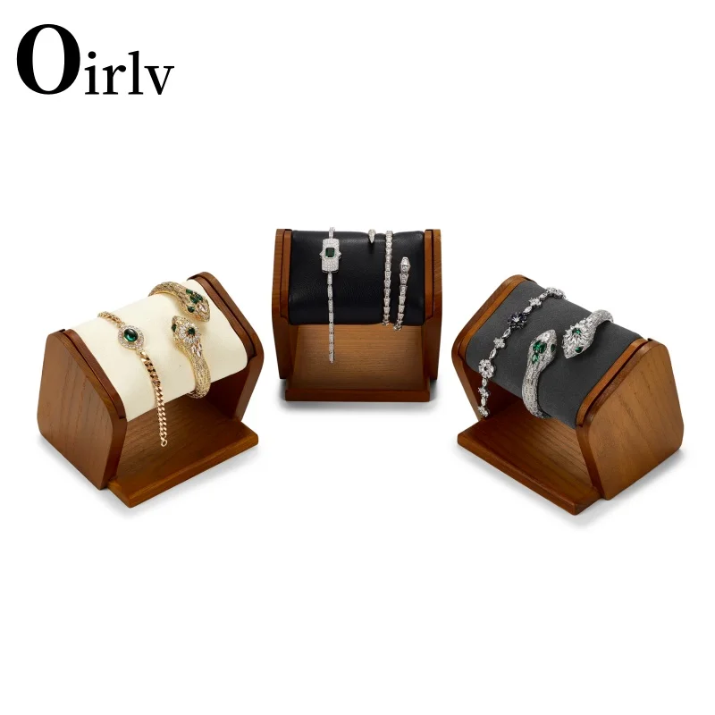 Oirlv Retro Solid Wood Watch Display Stand Holder Watch Stand Jewelry Accessory Organizer for Chain Hairband Store Display Props