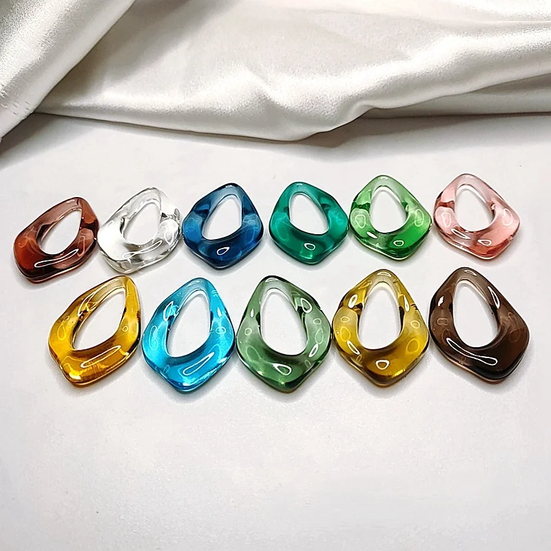 10 pieces random color transparent irregular acrylic pendants, hollow DIY jewelry making accessories, for jewelry accessories